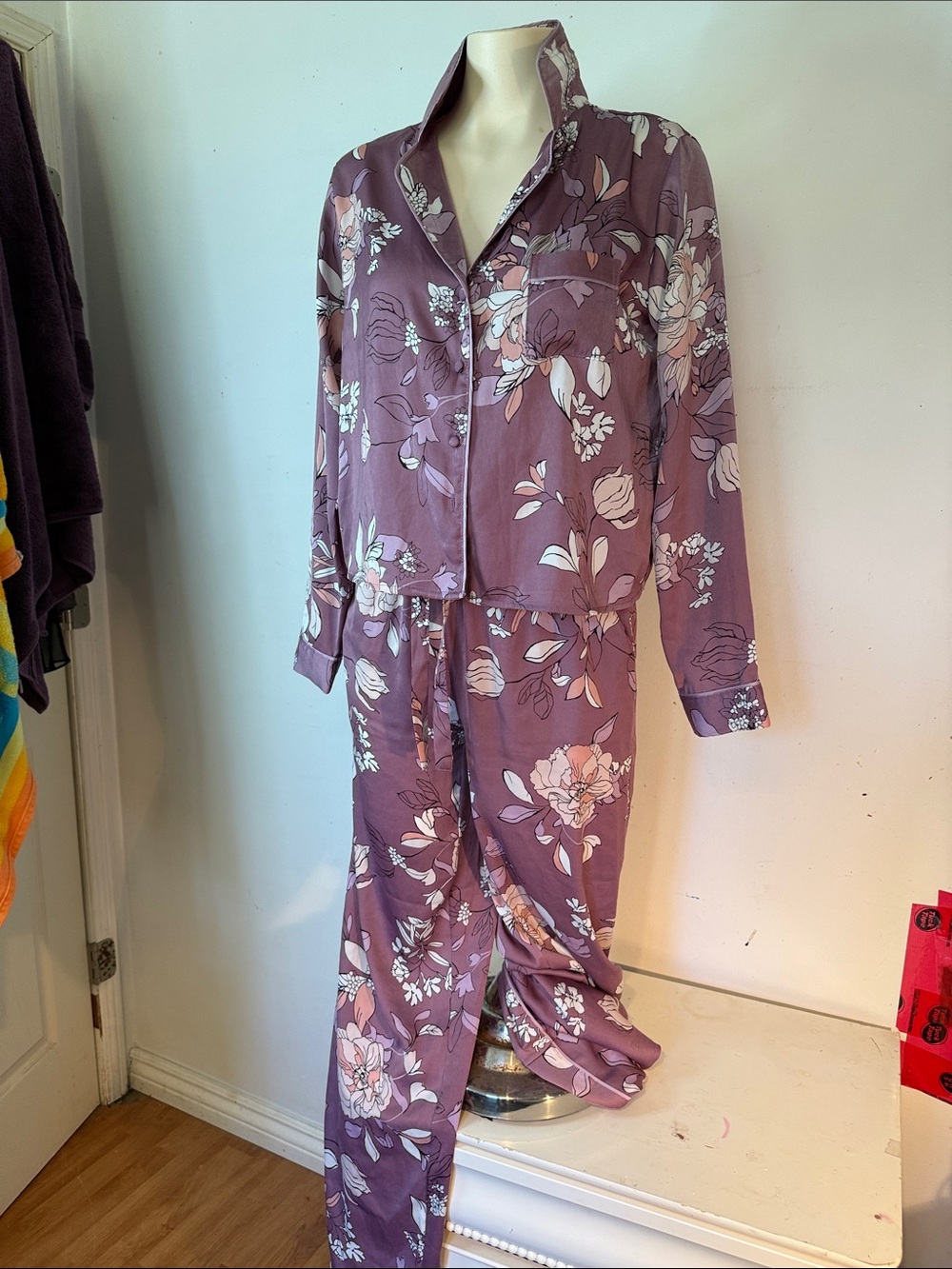 George Mauve Floral Two-Piece Pajama Set